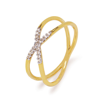 Anillo Alianzas Entrelazadas con Circonitas Oro Amarillo 9 Kilates