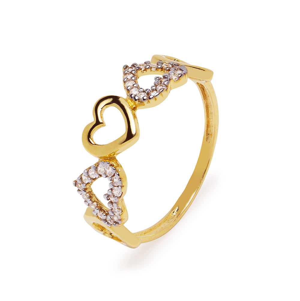 Anillo Cuore con Circonitas Oro Amarillo 9 Kilates