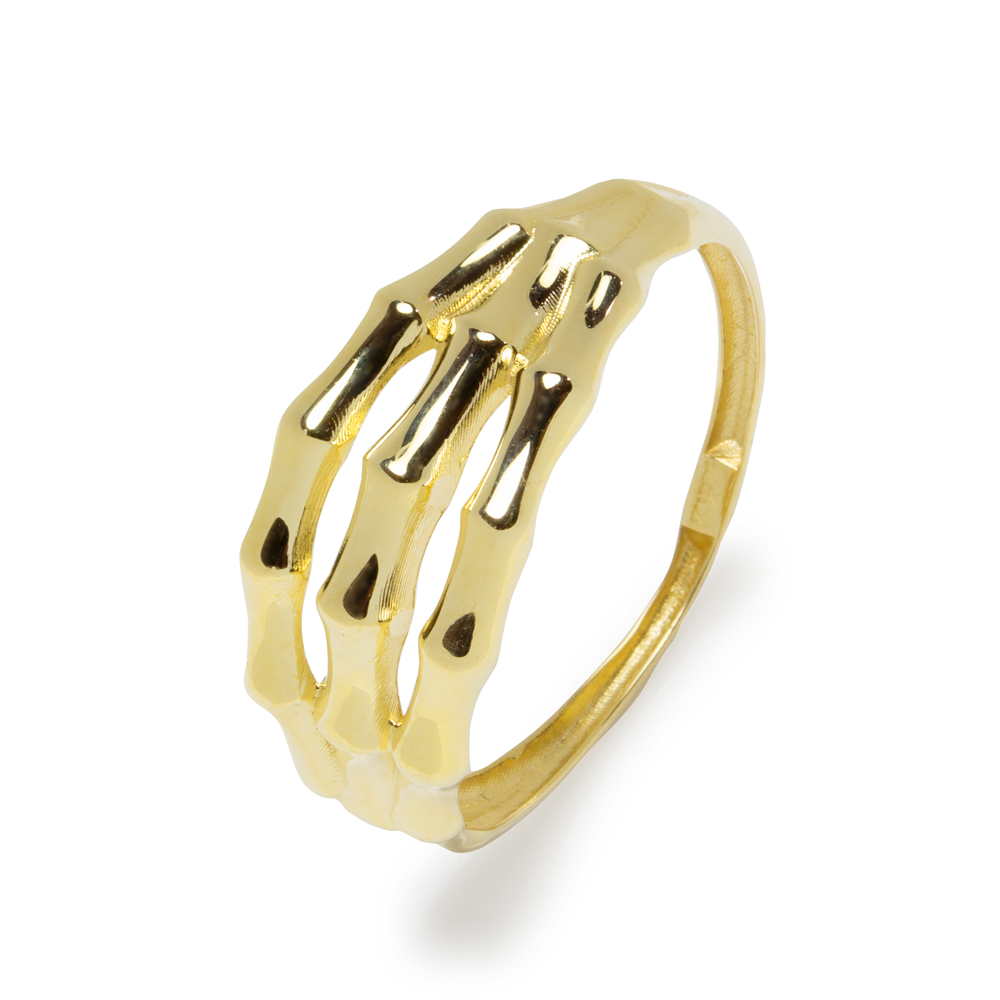Anillo 3 Líneas Bambú en Oro Amarillo 9 Kilates