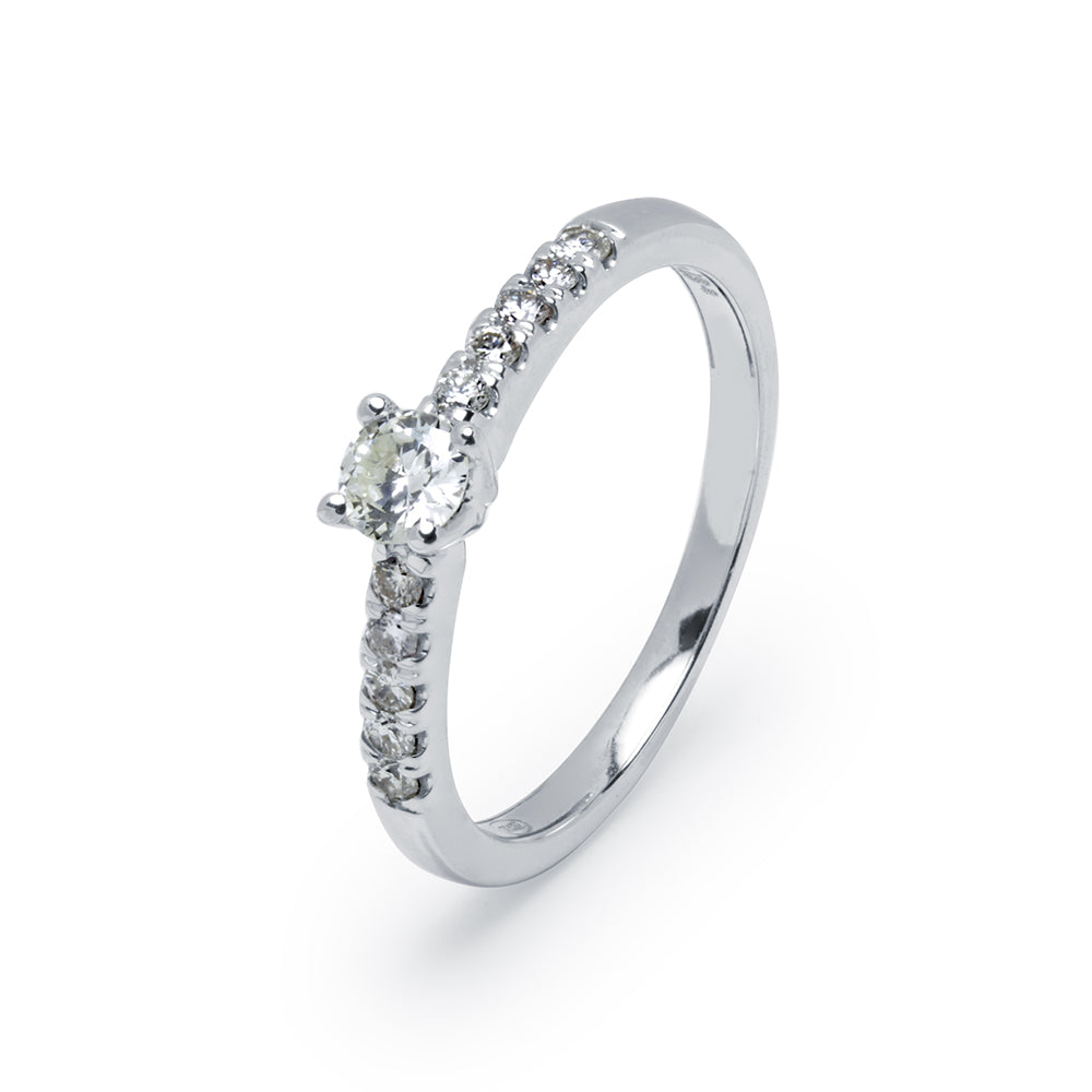 Anillo Americano Rita de Oro Blanco 18K con Diamantes