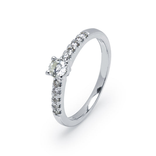 Anillo Americano Rita con Diamantes de 0,37 Quilates en Oro Blanco