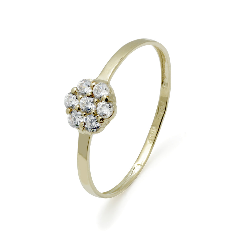 Conjunto Jimena Anillo y Pendientes Comunión en Oro Amarillo 9 Kilates