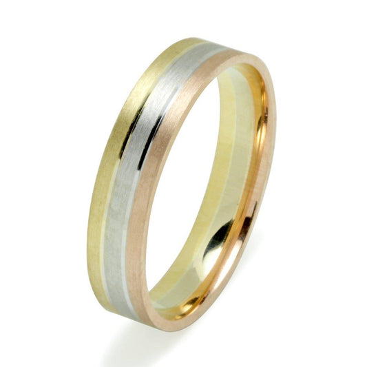 Anillo Bandas en Oro Tricolor 9 Kilates