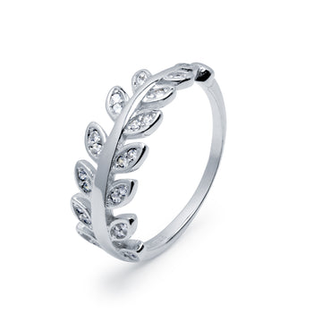 Anillo Hojas con Circonitas en Plata