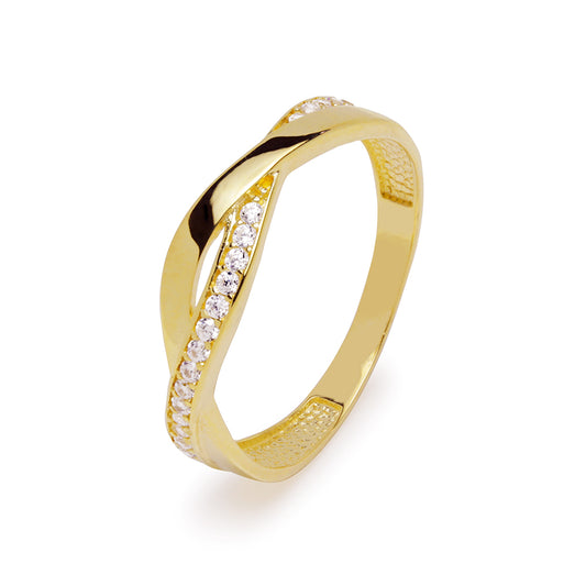 Anillo Bandas con Circonitas en Oro Amarillo 9 Kilates