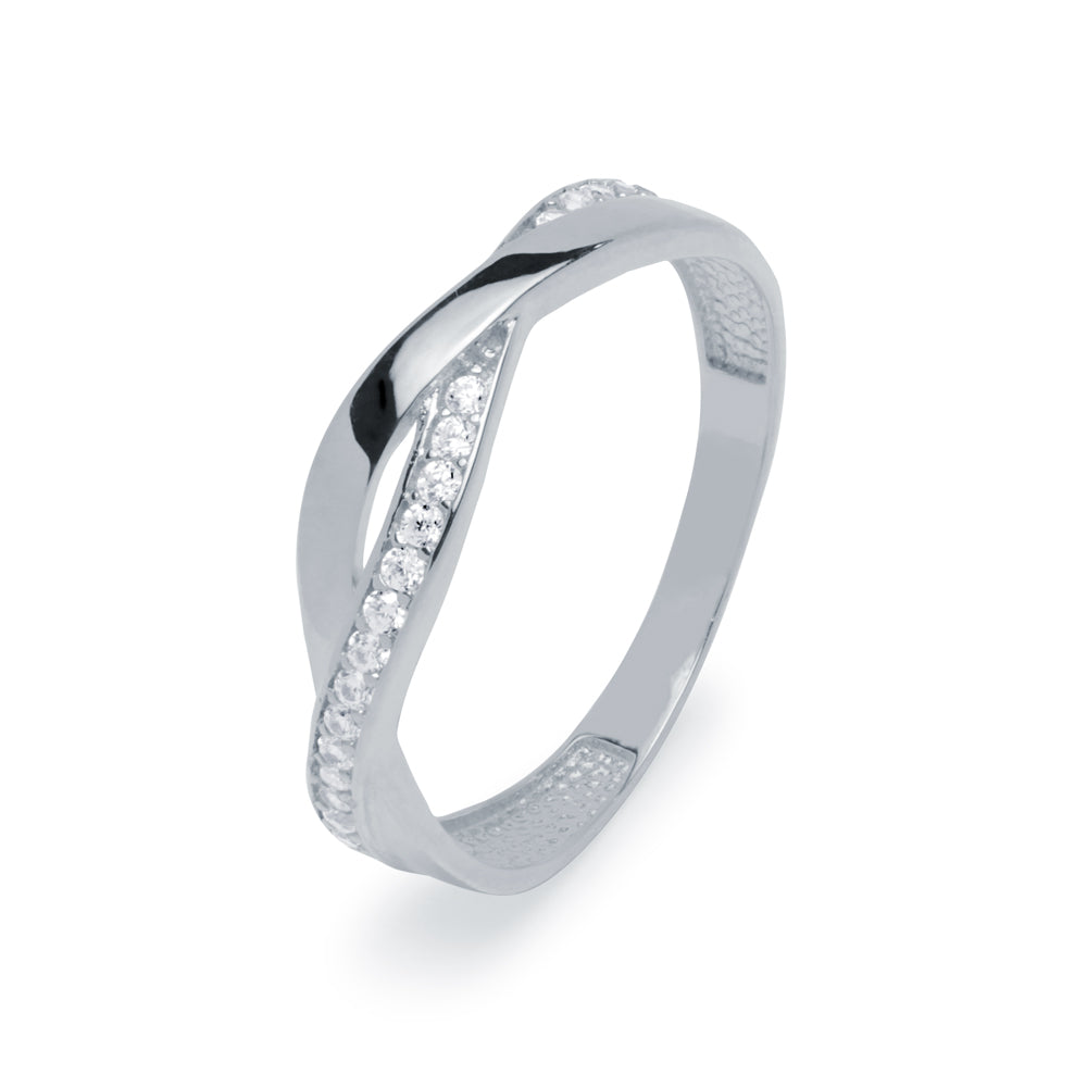 Anillo de Bandas de Oro de 9 Quilates con Circonitas