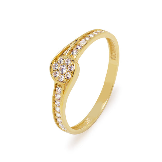 Anillo Emma Americano con Circonitas en Oro Amarillo 9 Kilates