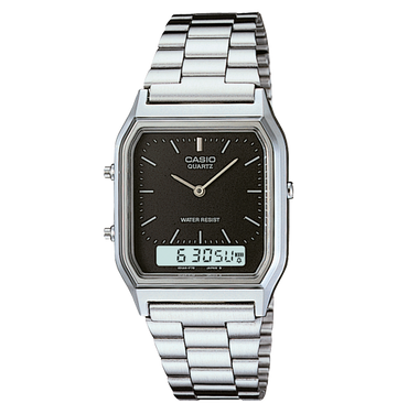 Reloj Casio Unisex Analógico-Digital Cuadrado Negro Acero Inoxidable