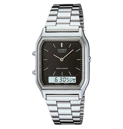 Reloj Casio Unisex Analógico-Digital Cuadrado Negro Acero Inoxidable