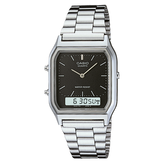 Reloj Casio Unisex Analógico-Digital Cuadrado Negro Acero Inoxidable