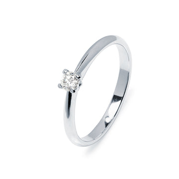 Anillo Solitario 4 Grapas de Diamante 0.10 Quilates en Platino