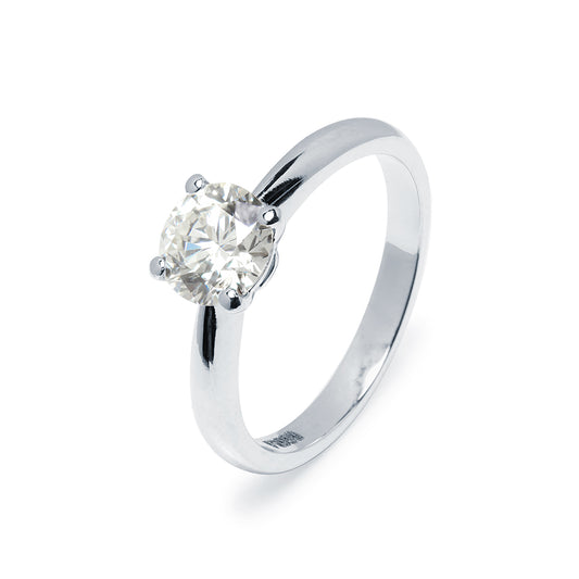 Anillo Solitario 4 Grapas de Diamante 1 Quilate en Platino