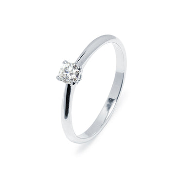 Anillo Solitario 4 Grapas de Diamante 0.18 Quilates en Platino