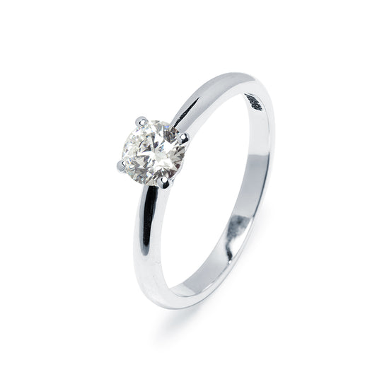 Anillo Solitario 4 Grapas de Diamante 0.56 Quilates en Platino