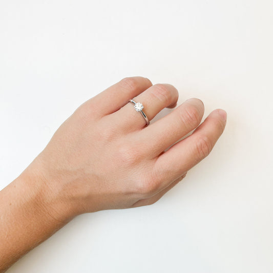 Anillo Solitario 4 Grapas de Diamante 0.56 Quilates en Platino
