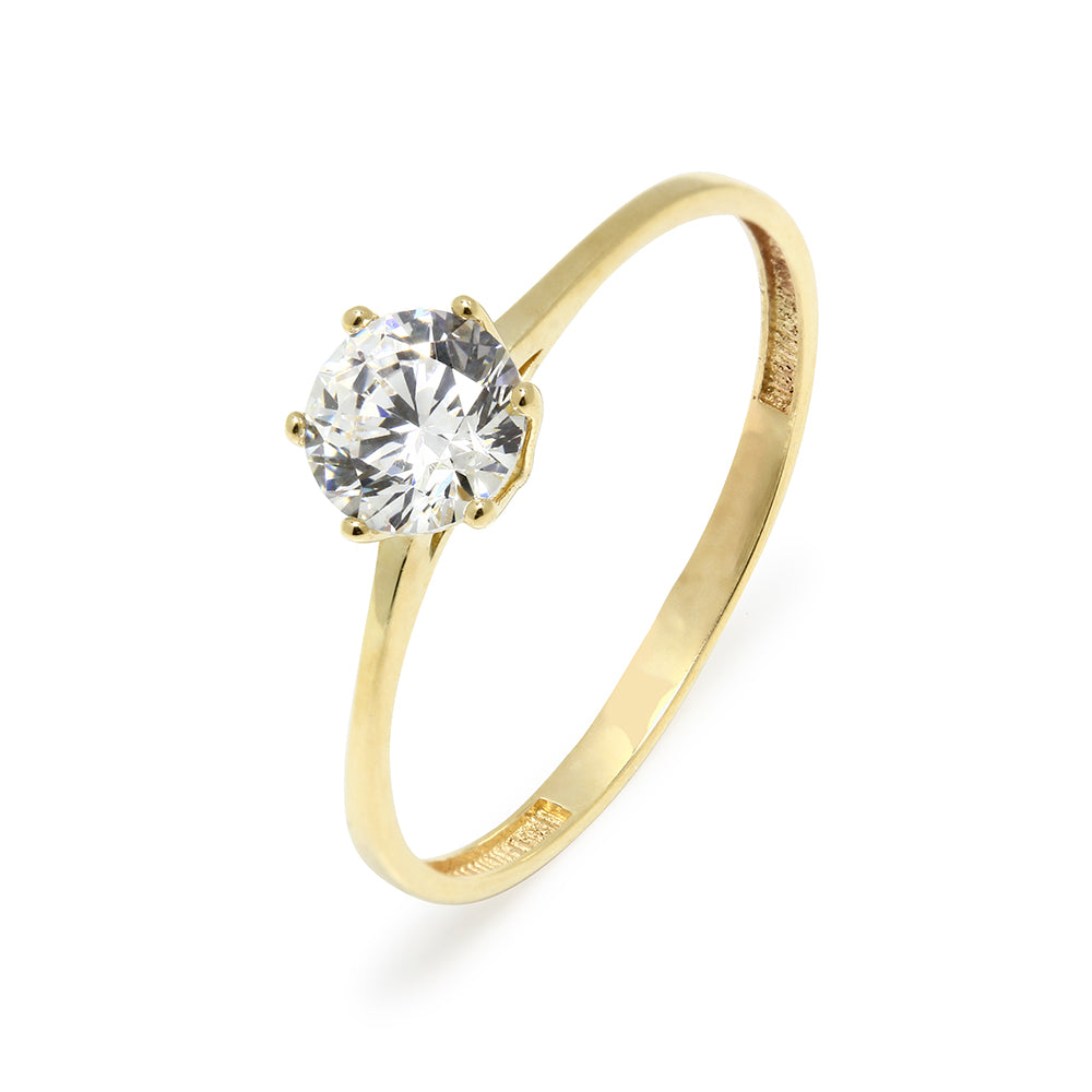 Anillo Solitario de Oro de 9 Quilates con Circonita