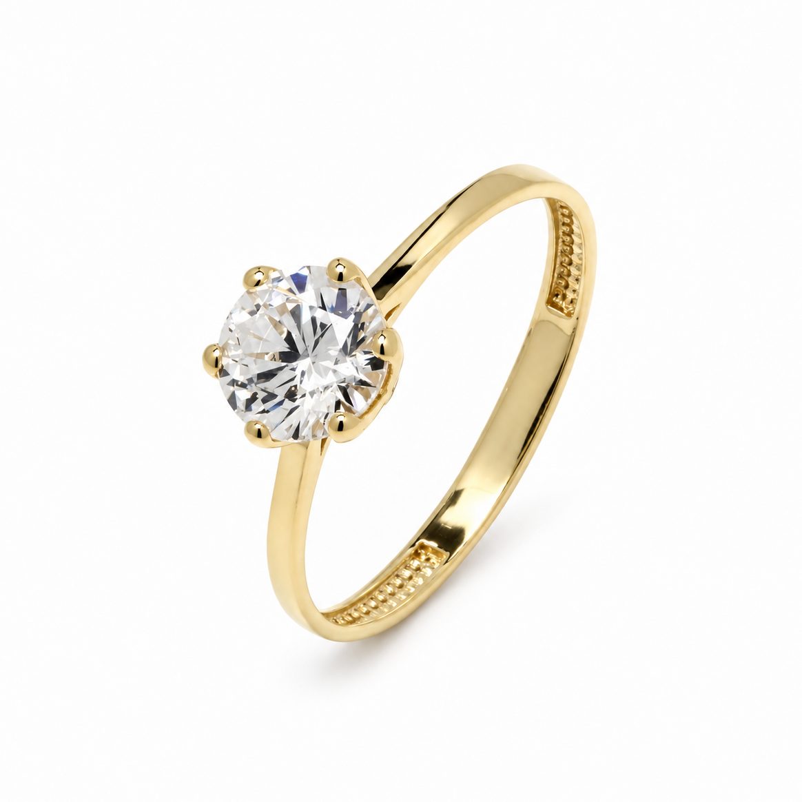 Anillo Solitario de Oro de 9 Quilates con Circonita