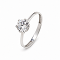 Anillo Solitario de Oro Blanco de 9 Quilates con Circonita