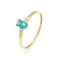 Anillo Solitario de Oro de 9 Quilates con Circonita Azul