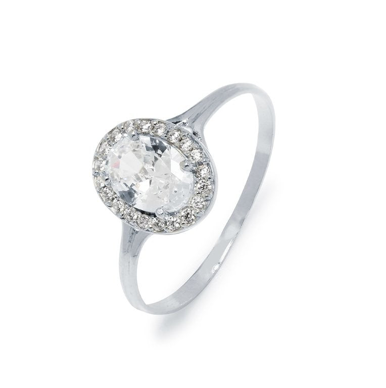 Anillo Solitario Xena de Oro Blanco 9K con Circonita