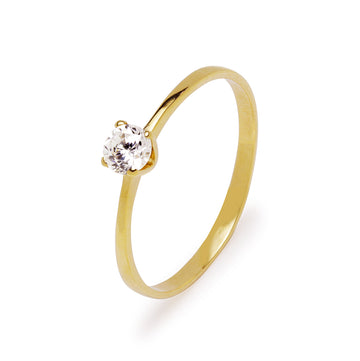 Anillo Solitario con Circonita en oro Amarillo 18 kilates