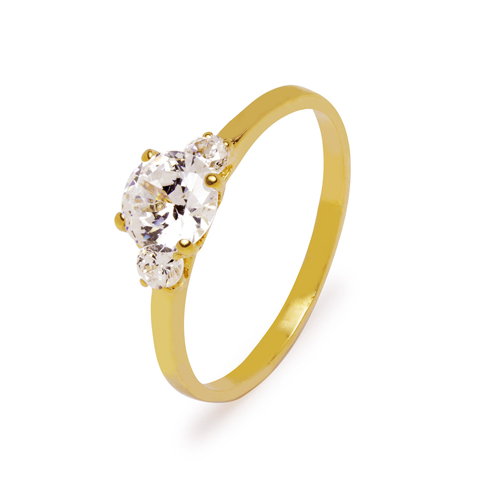 Anillo Eterno Solitario con Circonitas en oro Amarillo 18 kilates