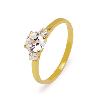 Anillo Eterno Solitario con Circonitas en oro Amarillo 18 kilates