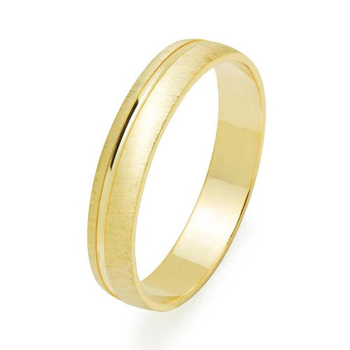 Alianza de Boda Ron en Oro Amarillo Satinada de 3,5 mm