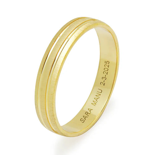 Alianza de Boda Jude en Oro Amarillo Satinada  de 3,5 mm