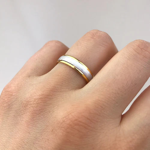 Alianza de Boda Luk en Oro Bicolor Pulido-Satinado de 5 mm