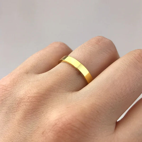 Alianza de Boda Fel Plana en Oro Amarillo Pulido de 3,5 mm