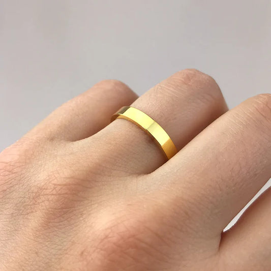 Alianza de Boda Fel Plana en Oro Amarillo Pulido de 3,5 mm