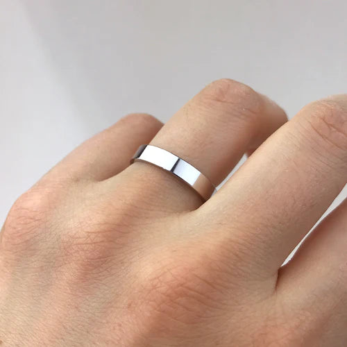 Alianza de Boda Atum en Oro Blanco Pulido de 4 mm