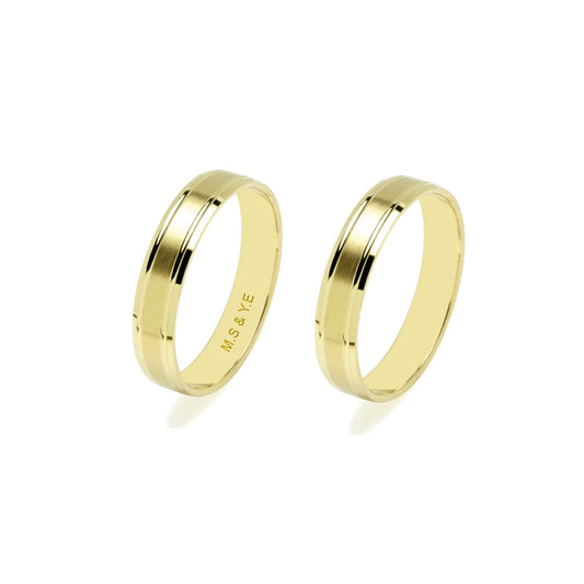 Pareja de Alianzas de Boda Mia Scotch Pulido de 4 mm en Oro Amarillo 18 Kilates