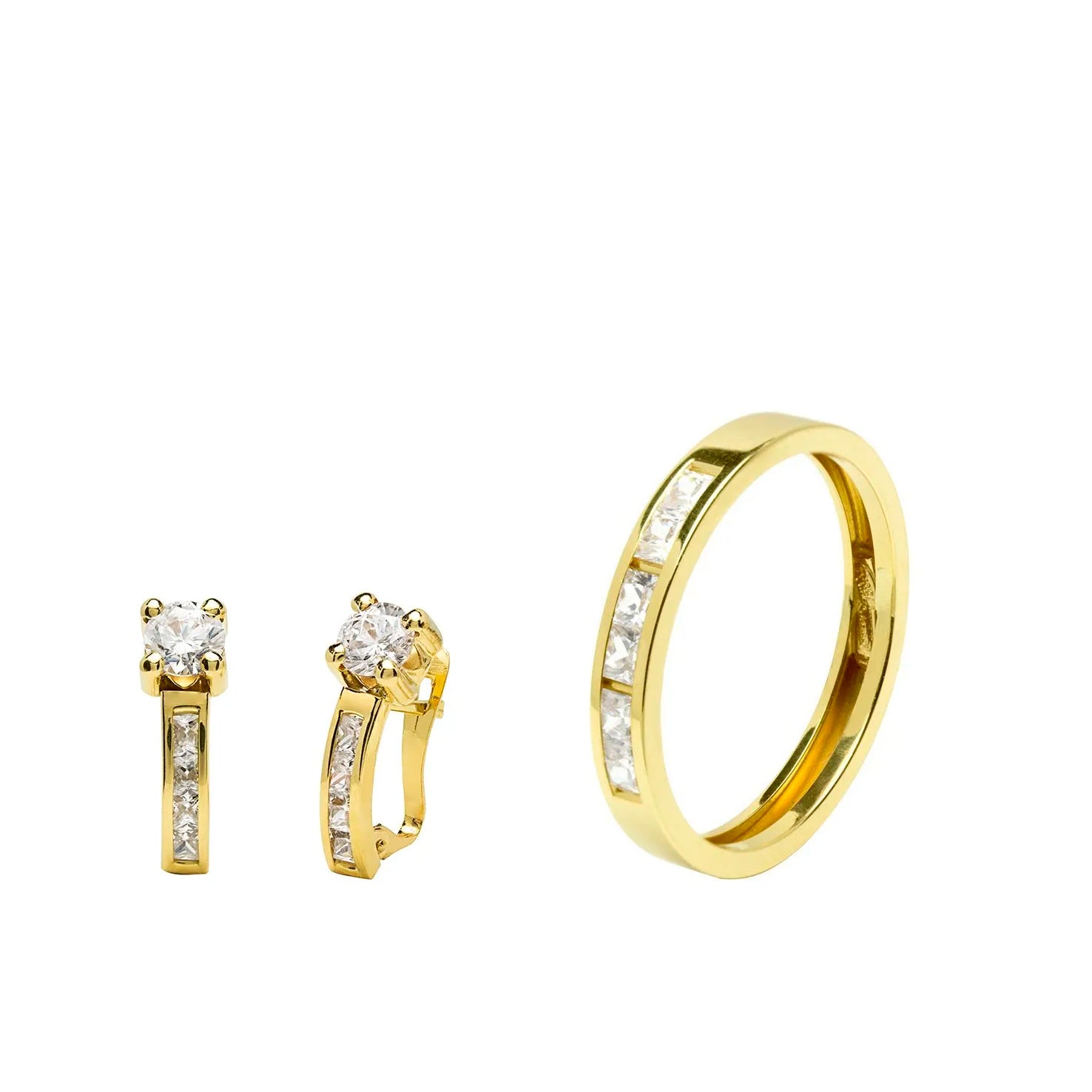 Conjunto Fede Anillo y Pendientes en Oro Amarillo 18 Kilates