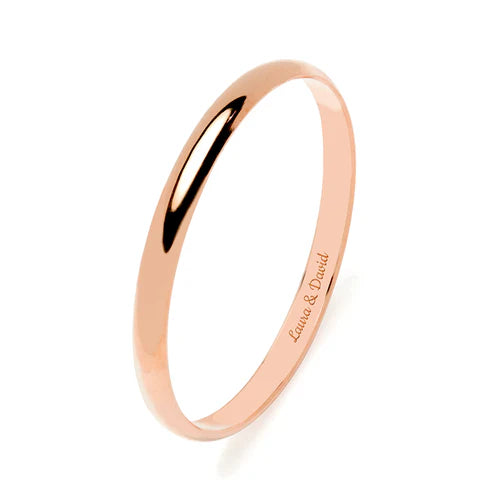 Alianza de Boda de Oro Rosa de 18 Quilates de 2 mm