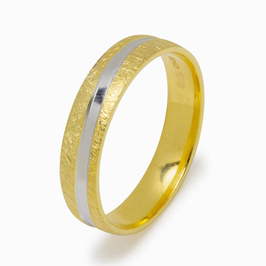 Alianza de Boda Nut Satinado Brillante en Oro Bicolor 4 mm