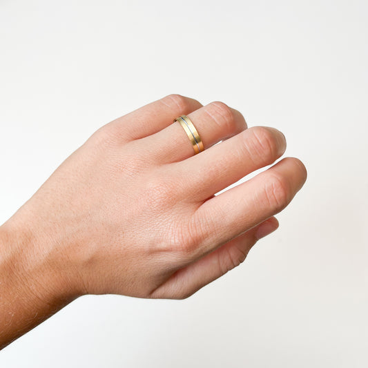 Alianza de Boda Rim Satinado Brillante en Oro Bicolor 4.5 mm