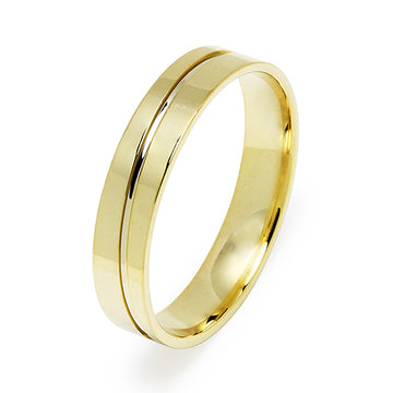 Alianza de Boda Chase Pulida con Linea en Oro Bicolor 4,5 mm