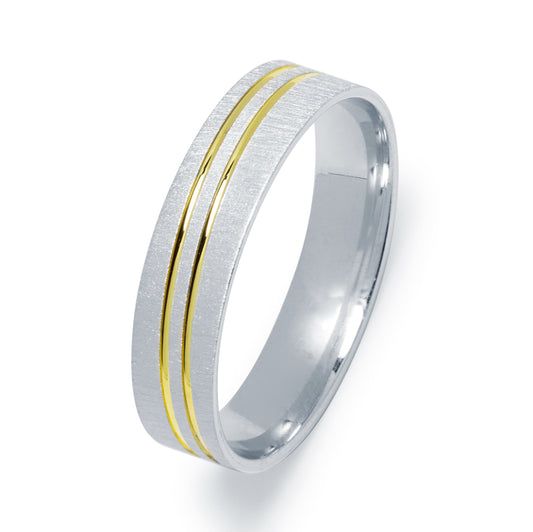 Alianza de Boda Sally Satinado-Pulido en Oro Bicolor 5 mm