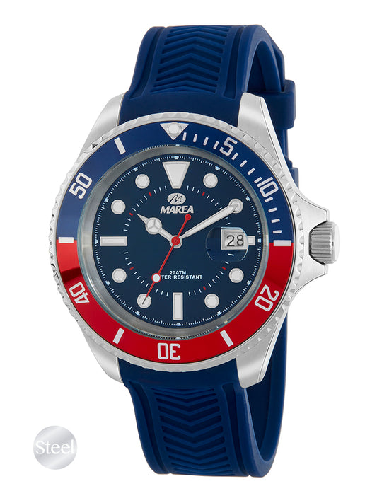 Reloj Marea Hombre Silicona Azul y Rojo