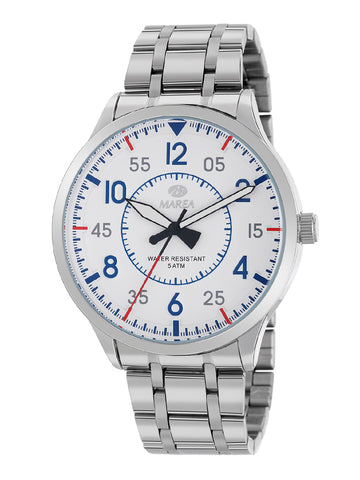 Reloj Marea Hombre Acero Plateado y Blanco