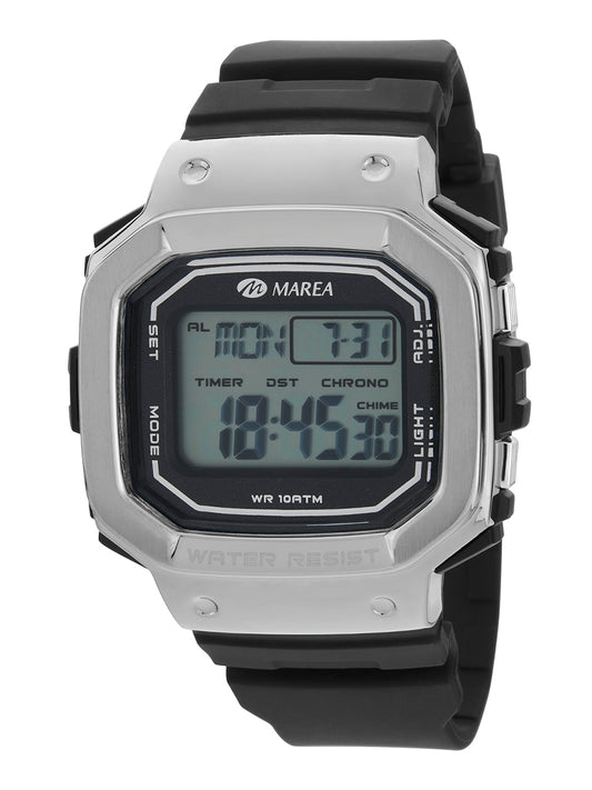 Reloj Marea Hombre Digital Silicona Negro y Plateado