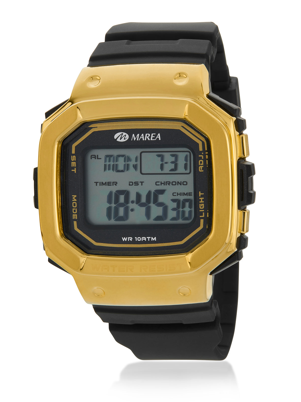 Reloj Marea Hombre Digital Silicona Negro y Dorado