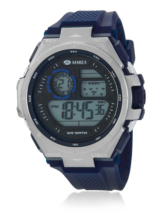 Reloj Marea Hombre Digital Silicona Azul y Plateado