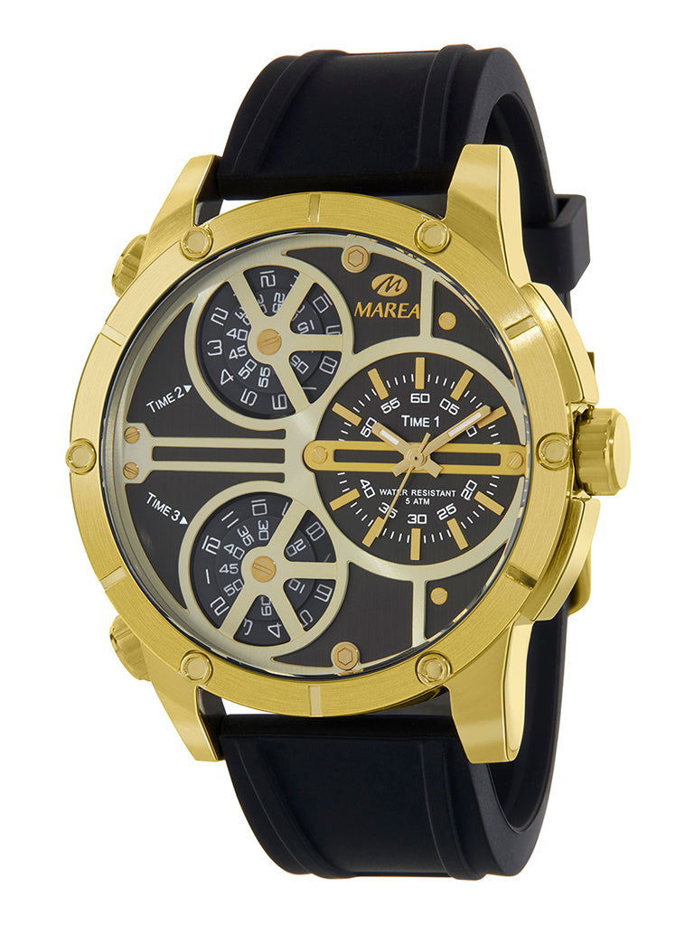 Reloj Marea Hombre Silicona Negro y Dorado