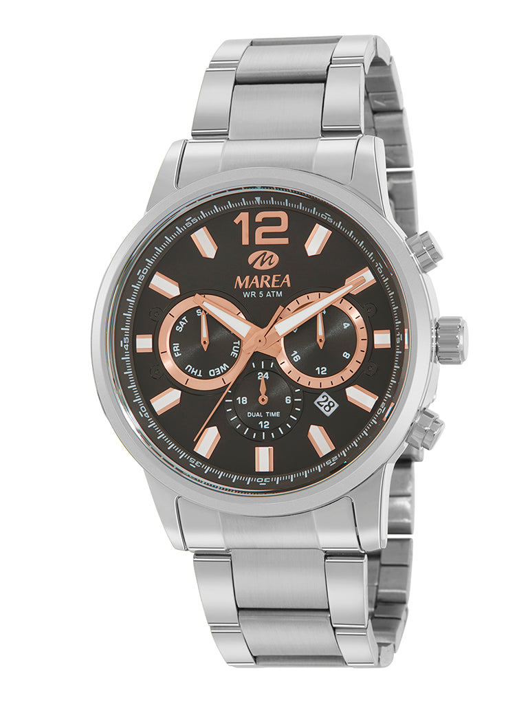 Reloj Marea Hombre Acero Plateado y Gris Multifunción