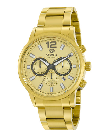 Reloj Marea Hombre Acero Dorado y Gris Multifunción