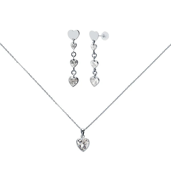 Conjunto Elisenda de Colgante y Pendientes en Blanco 9 Kilates