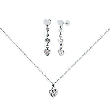 Conjunto Elisenda de Colgante y Pendientes en Blanco 9 Kilates